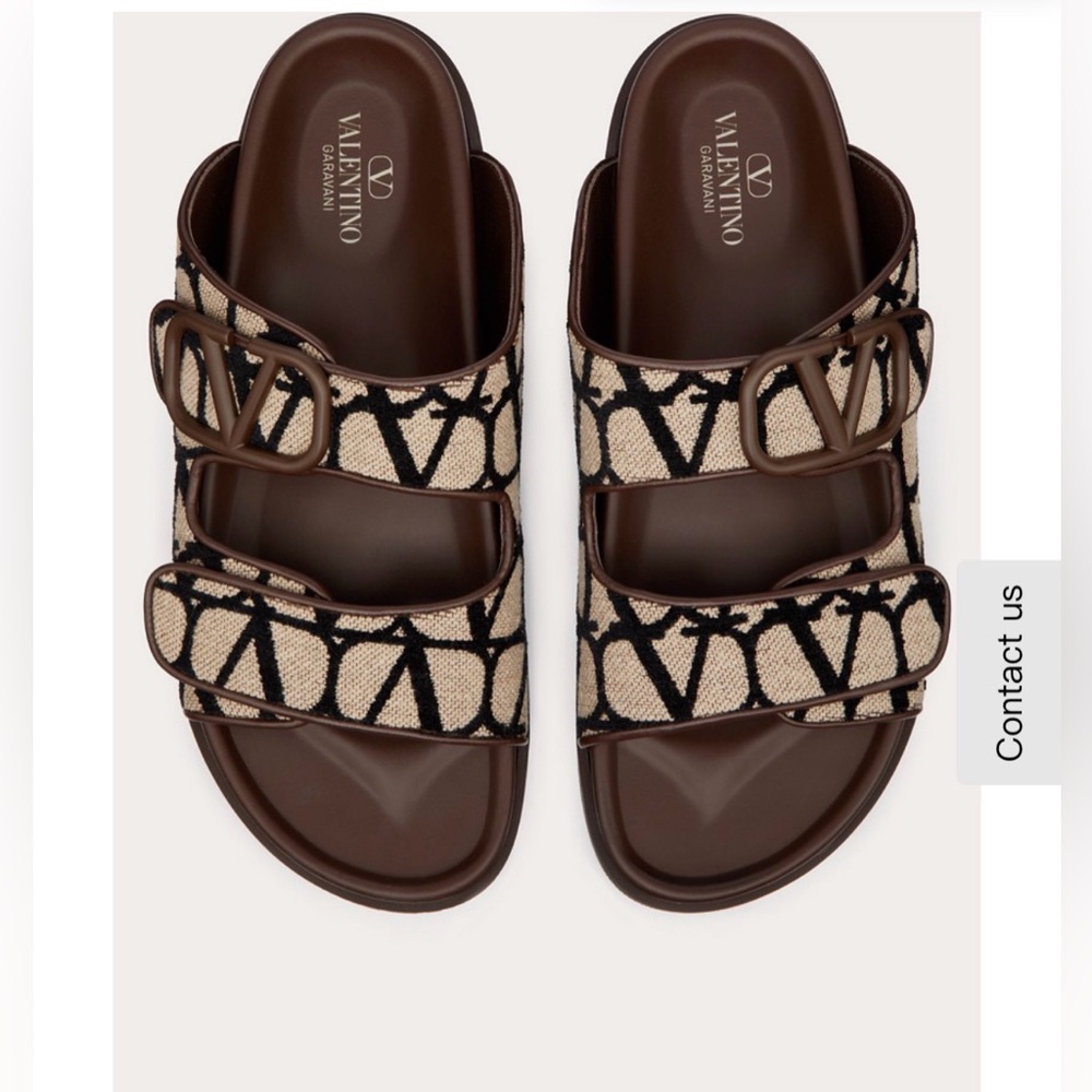 Valentino VLogo Toile Iconographe Open Toe Sandals Size 41